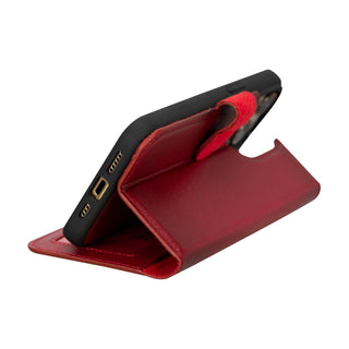 Carter Detachable Leather iPhone 15 Pro Wallet Case, Red - BlackBrook Case