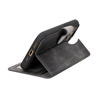 Carter Detachable Leather iPhone 15 Pro Wallet Case, Vesselle Gray - BlackBrook Case
