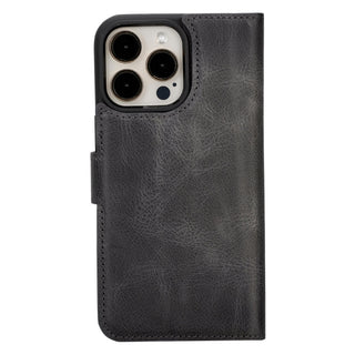 Carter Detachable Leather iPhone 15 Pro Wallet Case, Vesselle Gray - BlackBrook Case