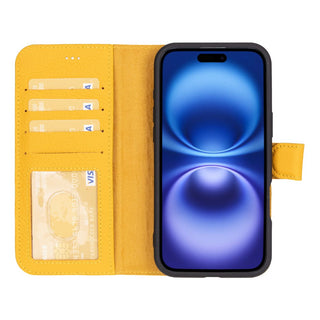 Carter Detachable Leather iPhone 16 Plus Wallet Case, Floater Yellow - BlackBrook Case