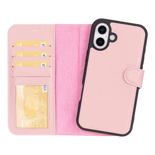 Carter Detachable Leather iPhone 16 Plus Wallet Case, Nude Pink - BlackBrook Case