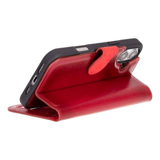 Carter Detachable Leather iPhone 16 Plus Wallet Case, Red - BlackBrook Case