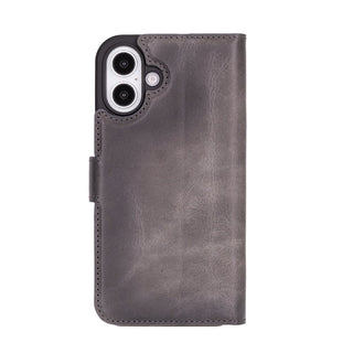 Carter Detachable Leather iPhone 16 Plus Wallet Case, Vesselle Gray - BlackBrook Case