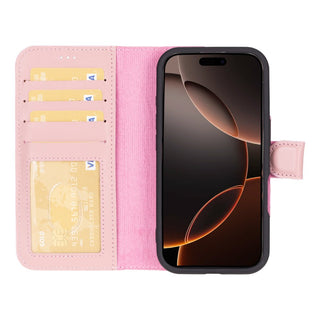Carter Detachable Leather iPhone 16 Pro Max Wallet Case, Nude Pink - BlackBrook Case
