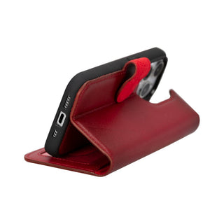 Carter Detachable Leather iPhone 16 Pro Max Wallet Case, Red - BlackBrook Case