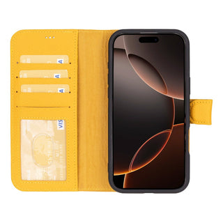 Carter Detachable Leather iPhone 16 Pro Wallet Case, Floater Yellow - BlackBrook Case