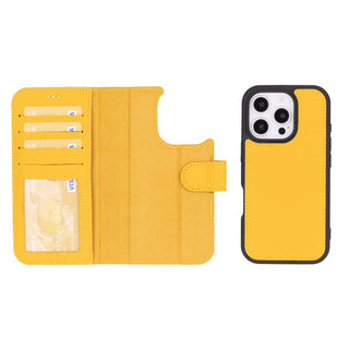 Carter Detachable Leather iPhone 16 Pro Wallet Case, Floater Yellow - BlackBrook Case