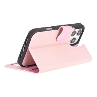 Carter Detachable Leather iPhone 16 Pro Wallet Case, Nude Pink - BlackBrook Case