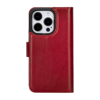 Carter Detachable Leather iPhone 16 Pro Wallet Case, Red - BlackBrook Case