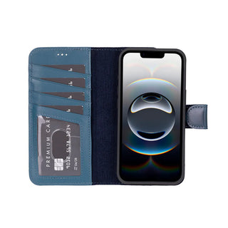 Carter Detachable Leather iPhone 17e Wallet Case, Blue - BlackBrook Case