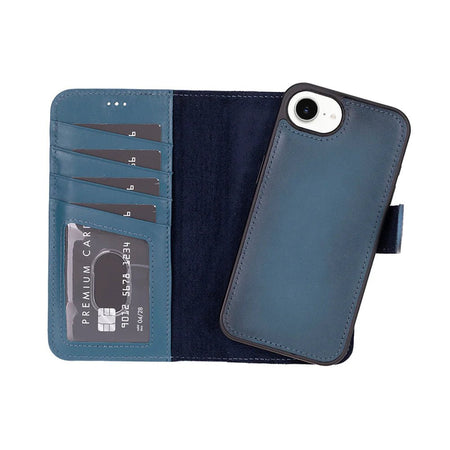 Carter Detachable Leather iPhone 17e Wallet Case Blue secure leather wallet case for travel and everyday protection