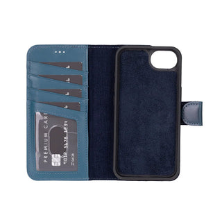 Carter Detachable Leather iPhone 17e Wallet Case, Blue - BlackBrook Case