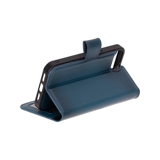 Carter Detachable Leather iPhone 17e Wallet Case, Blue - BlackBrook Case