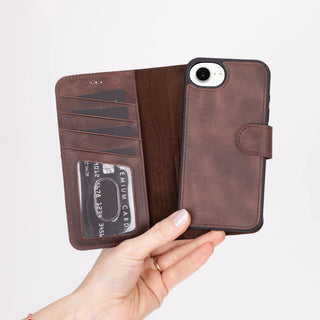 Carter Detachable Leather iPhone 17e Wallet Case, Dark Brown - BlackBrook Case