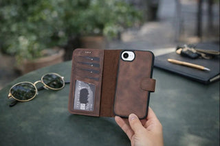 Carter Detachable Leather iPhone 17e Wallet Case, Dark Brown - BlackBrook Case