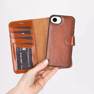 Carter Detachable Leather iPhone 17e Wallet Case, Rustic Tan - BlackBrook Case