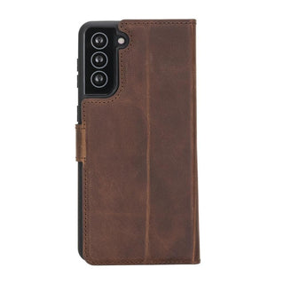 Carter Detachable Leather Wallet Case Galaxy S21 FE, Saddle Brown - UnBranded