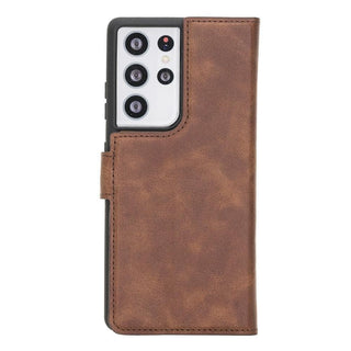 Carter Detachable Leather Wallet Case Galaxy S21 Ultra, Saddle Brown - UnBranded