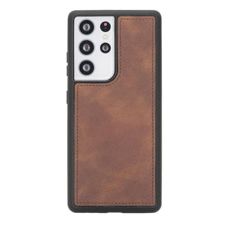 Carter Detachable Leather Wallet Case Galaxy S21 Ultra, Saddle Brown - UnBranded