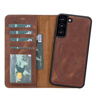 Carter Detachable Leather Wallet Case Galaxy S22 Plus, Saddle Brown - UnBranded