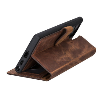 Carter Detachable Leather Wallet Case Galaxy S22 Ultra, Saddle Brown - UnBranded