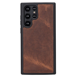 Carter Detachable Leather Wallet Case Galaxy S22 Ultra, Saddle Brown - UnBranded
