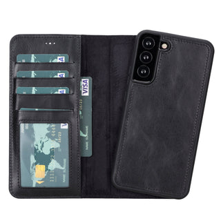 Carter Detachable Leather Wallet Case Galaxy S23, Rustic Black - BlackBrook Case