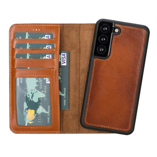 Carter Detachable Leather Wallet Case Galaxy S23, Rustic Tan - BlackBrook Case