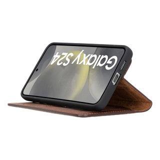 Carter Detachable Leather Wallet Case Galaxy S24, Saddle Brown - UnBranded