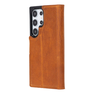 Carter Detachable Leather Wallet Case Galaxy S24 Ultra, Golden Brown - BlackBrook Case