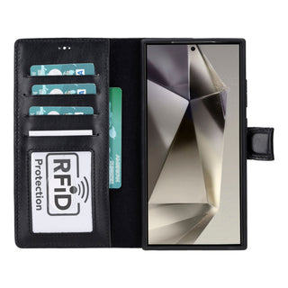 Carter Detachable Leather Wallet Case Galaxy S24 Ultra, Rustic Black - UnBranded