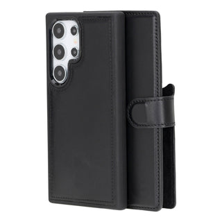 Carter Detachable Leather Wallet Case Galaxy S24 Ultra, Rustic Black - UnBranded
