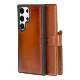 Carter Detachable Leather Wallet Case Galaxy S24 Ultra, Rustic Tan - UnBranded
