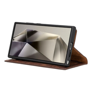 Carter Detachable Leather Wallet Case Galaxy S24 Ultra, Saddle Brown - UnBranded