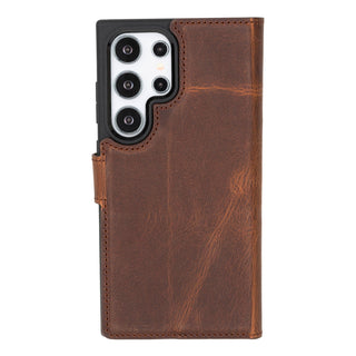 Carter Detachable Leather Wallet Case Galaxy S24 Ultra, Saddle Brown - UnBranded
