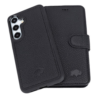 Carter Detachable Leather Wallet Case Galaxy S25, Pebble Black - BlackBrook Case