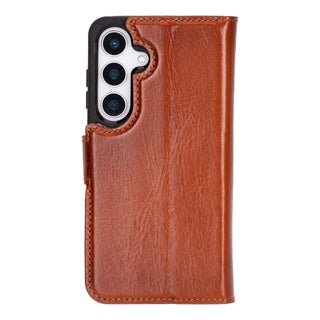 Carter Detachable Leather Wallet Case Galaxy S25 Plus, Burnished Tan - BlackBrook Case