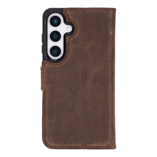 Carter Detachable Leather Wallet Case Galaxy S25 Plus, Distressed Coffee - BlackBrook Case