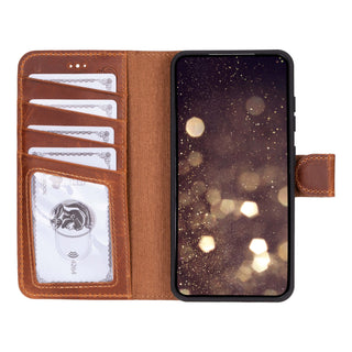 Carter Detachable Leather Wallet Case Galaxy S25 Plus, Golden Brown - BlackBrook Case