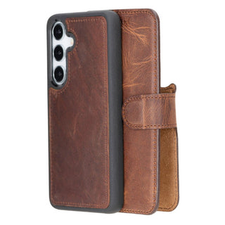 Carter Detachable Leather Wallet Case Galaxy S25, Saddle Brown - UnBranded