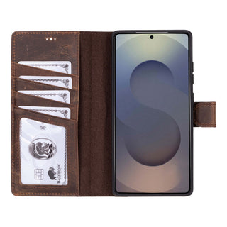 Carter Detachable Leather Wallet Case Galaxy S25 Ultra, Distressed Coffee - BlackBrook Case