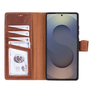 Carter Detachable Leather Wallet Case Galaxy S25 Ultra, Golden Brown - BlackBrook Case