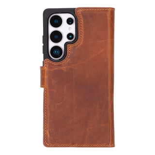 Carter Detachable Leather Wallet Case Galaxy S25 Ultra, Golden Brown - BlackBrook Case