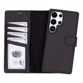 Carter Detachable Leather Wallet Case Galaxy S25 Ultra, Pebble Black - BlackBrook Case