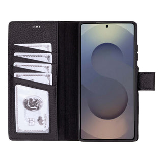 Carter Detachable Leather Wallet Case Galaxy S25 Ultra, Pebble Black - BlackBrook Case