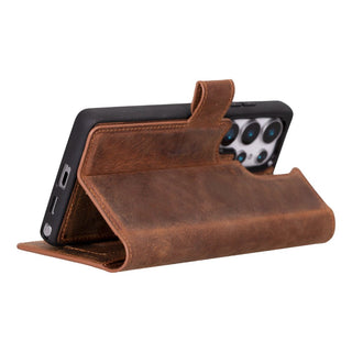 Carter Detachable Leather Wallet Case Galaxy S25 Ultra, Saddle Brown - UnBranded