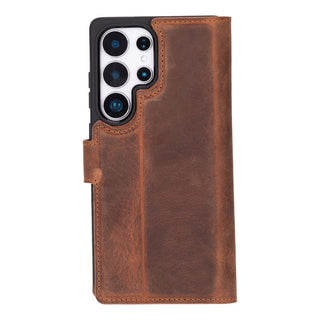 Carter Detachable Leather Wallet Case Galaxy S25 Ultra, Saddle Brown - UnBranded