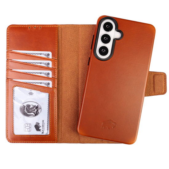 Carter Detachable Leather Wallet Case Burnished Tan Samsung S26 luxury leather wallet phone case with detachable cover card storage and stylish protection