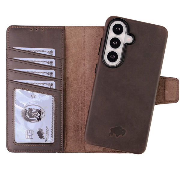 Carter Leather Samsung S26 Detachable Wallet Case, Distressed Coffee