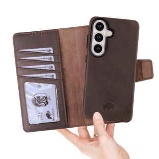 Carter Detachable Leather Wallet Case Galaxy S26 Plus, Distressed Coffee - BlackBrook Case